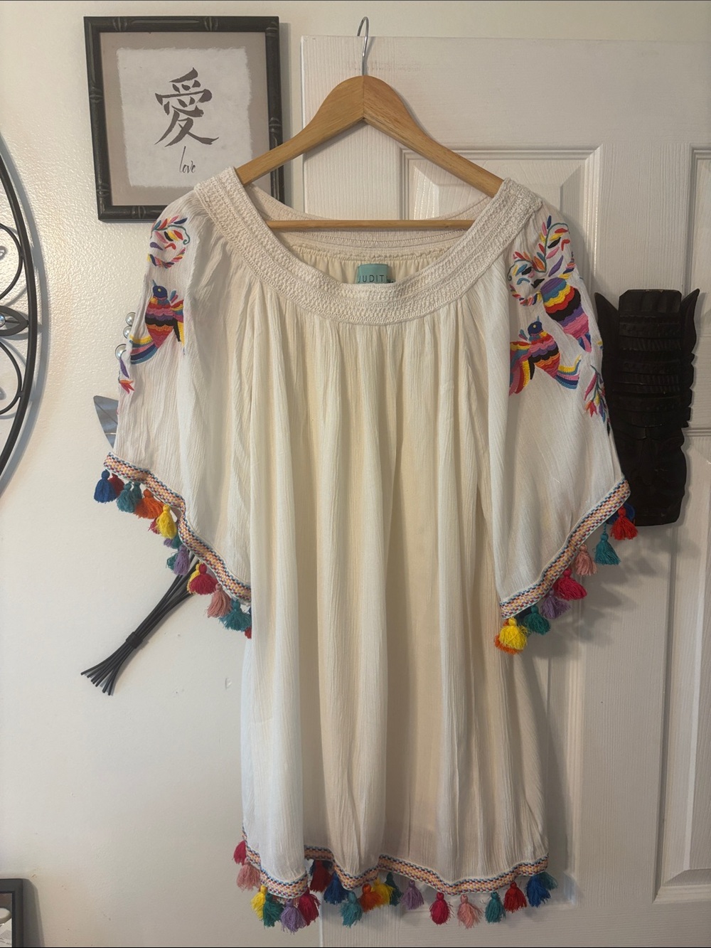 Judith March Cream Smocked Neck Blouse